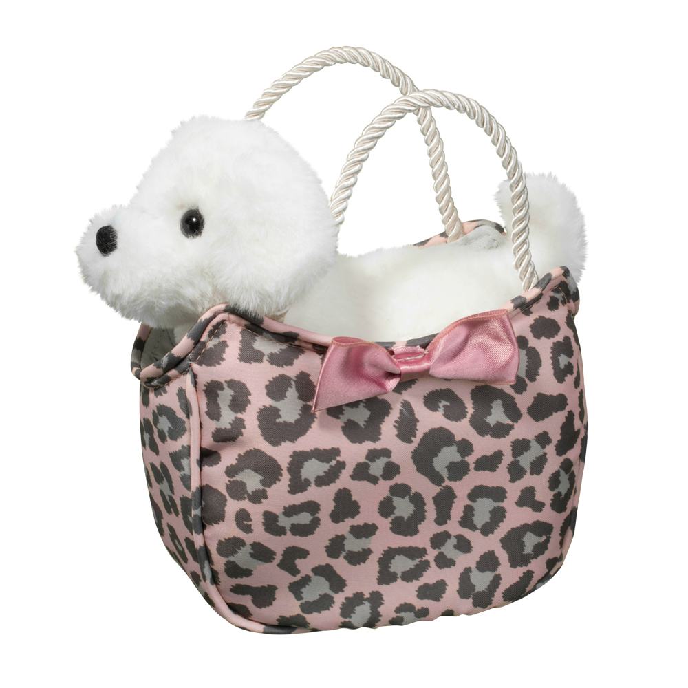 Sweet Leopard Sassy Sak with White Dog Douglas Toys