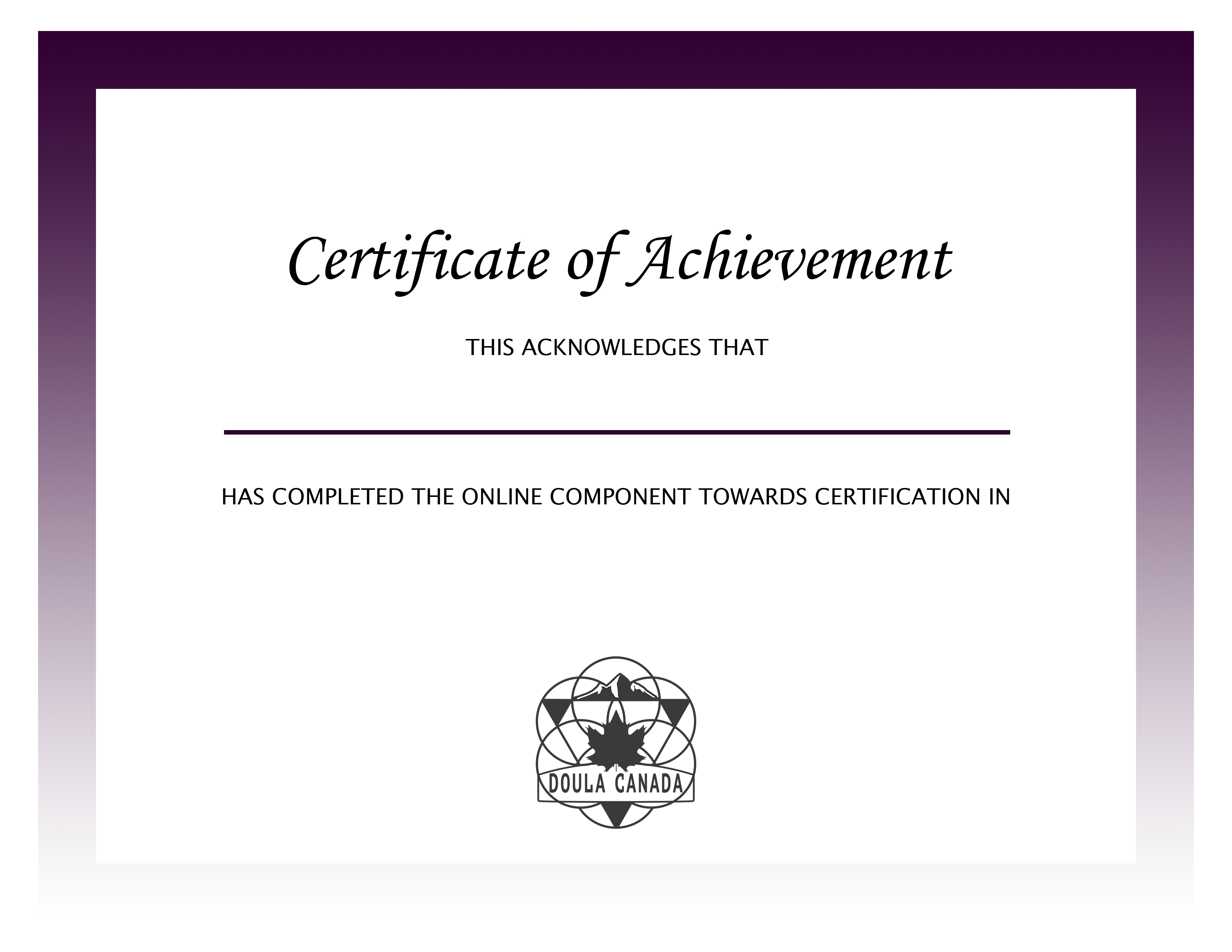 certificateimage_core Doula Training Canada