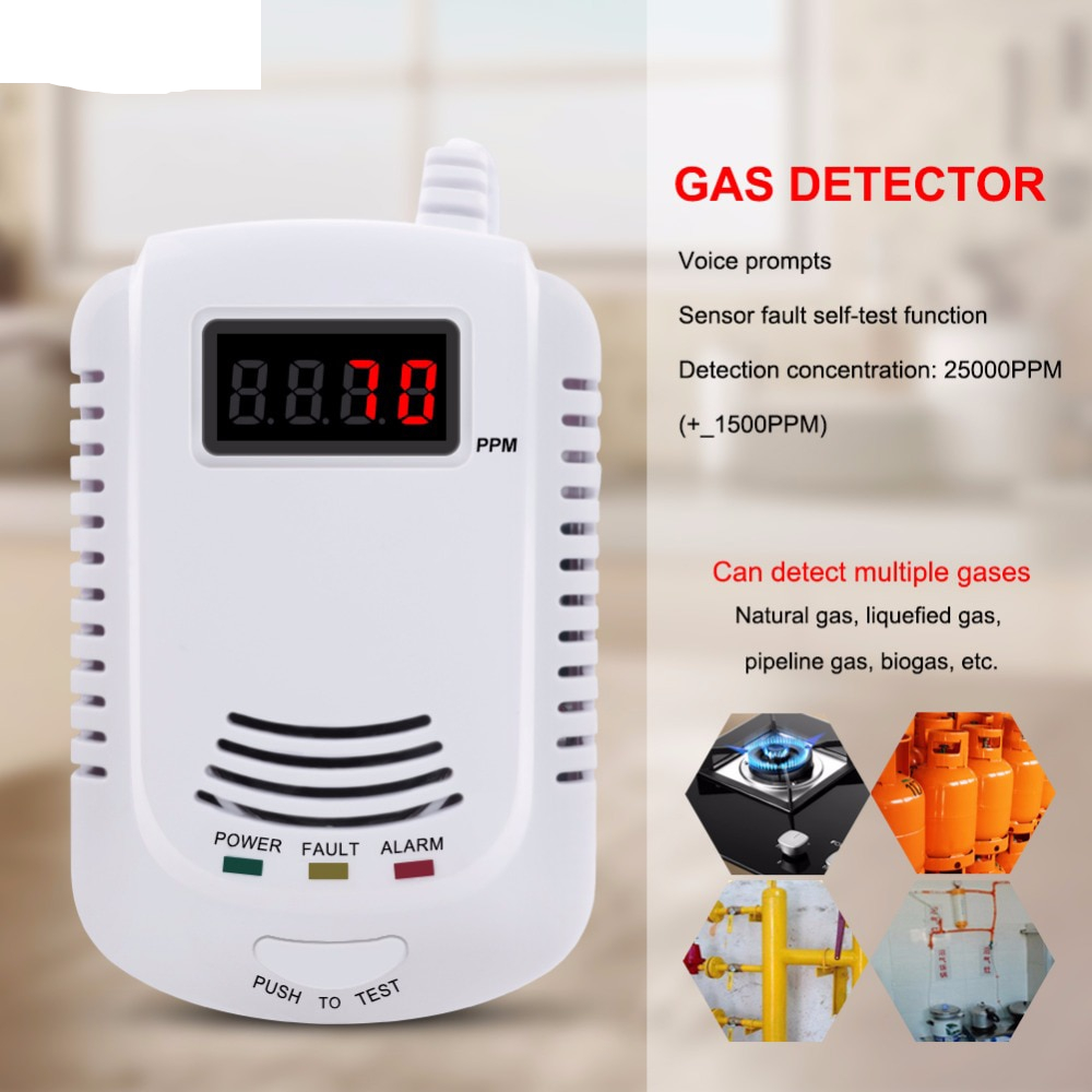 Home Standalone PlugIn Combustible Gas Detector LPG LNG Coal Natural