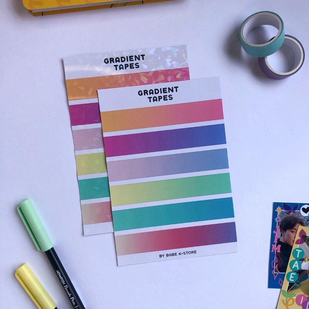 Cartela Adesiva "gradient Tapes" Fitas Degradê Decorativas Adesivas