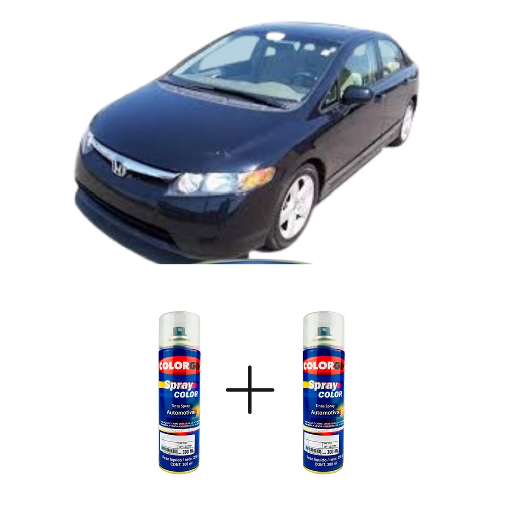 Tinta Spray Automotiva Nighthawk Black Pearl B92P Honda 300ml + Spray
