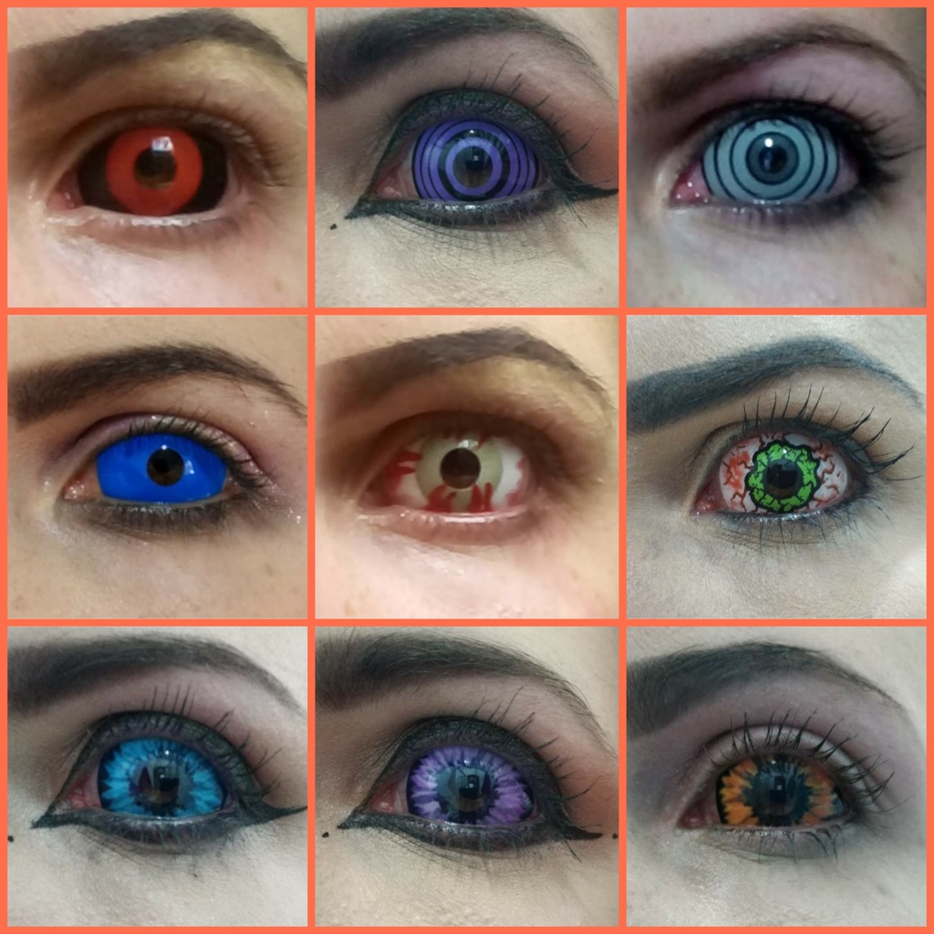 1 par anual lente de contato cosplay halloween fantasia sclera Shopee