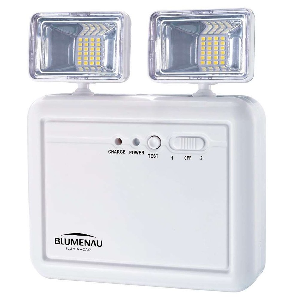 LUMINARIA DE EMERGENCIA BLUMENAU ILUMINACAO 2 FAROIS LED 2200 LUMENS