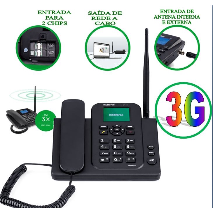 Telefone Celular Fixo Rural Intelbras CFW8031 3G WIFI Shopee Brasil