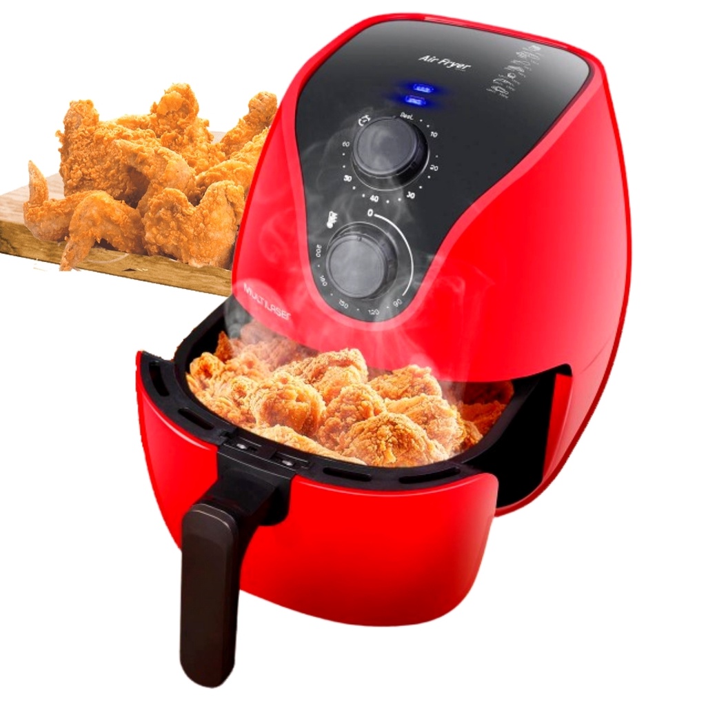 Airfryer Vermelha 4 Litros Fritadeira Eletrica Frita Sem Oleo