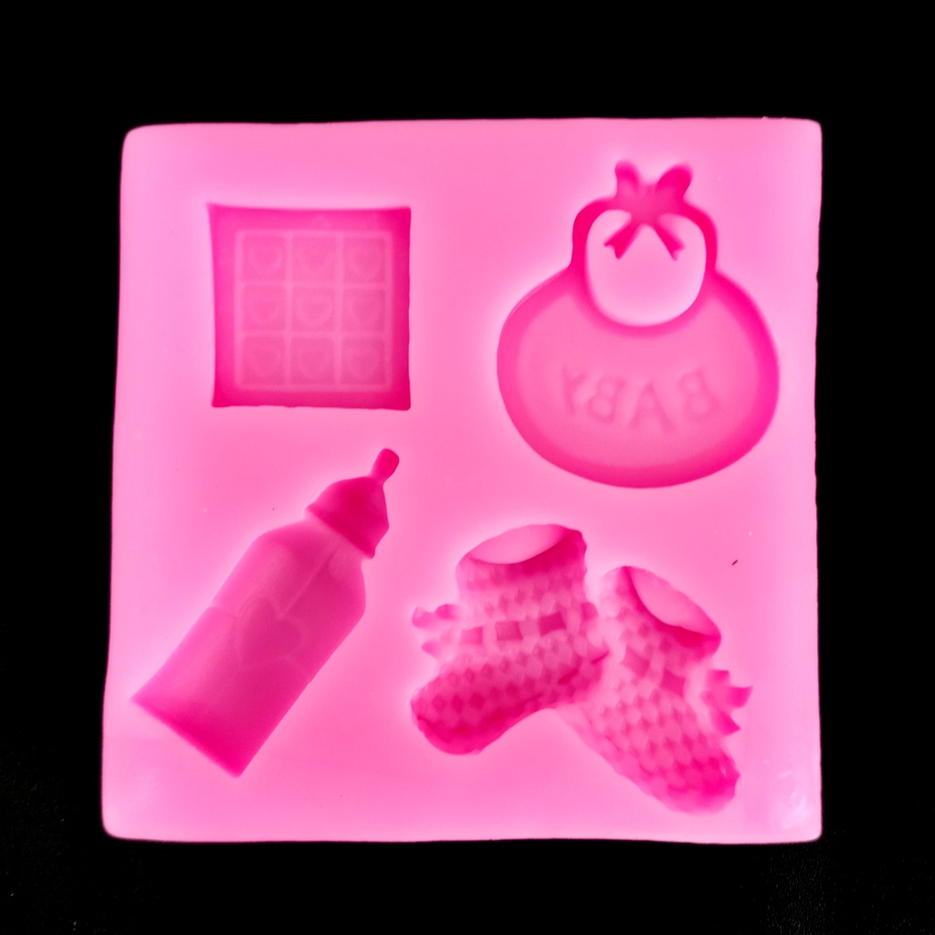 Molde de Silicone de Chá de Bebê e Revelação Mamadeira Babador