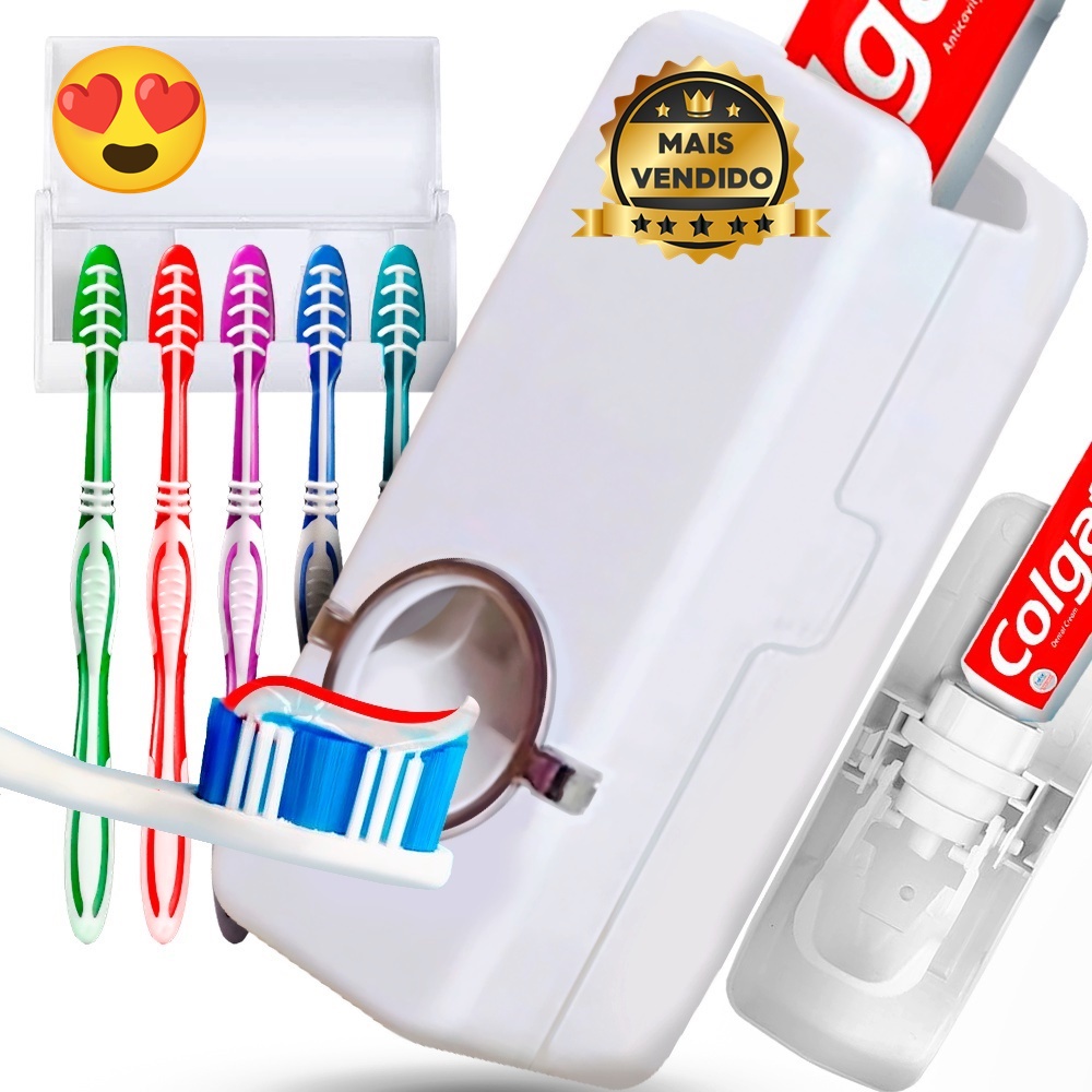 Porta escova de dente Dispenser Pasta de dente Acessório Banheiro