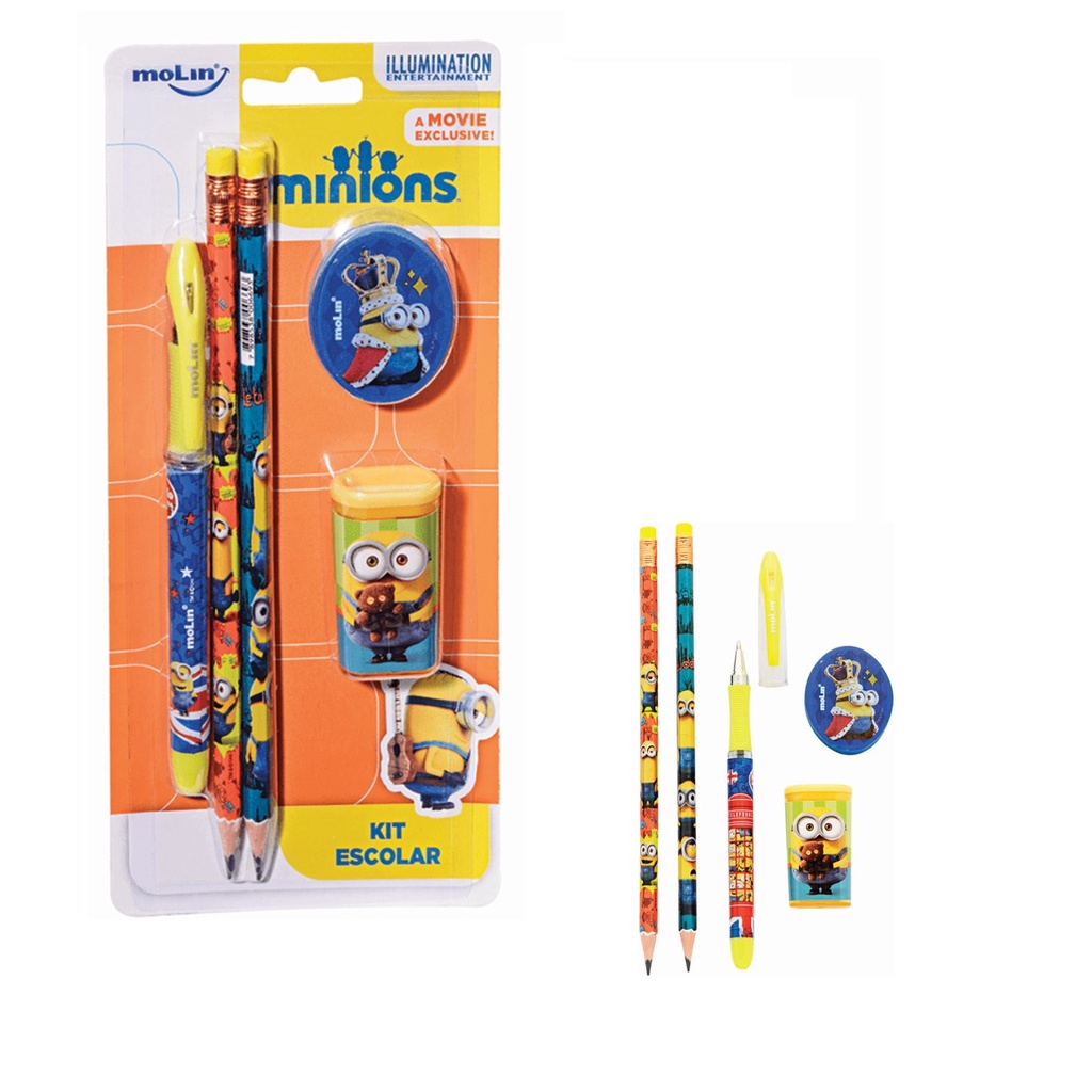 2 Kit Escolar Minions Lápis borracha Shopee Brasil