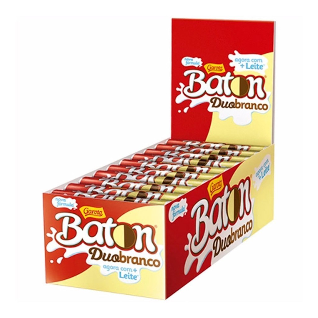 Chocolate Baton Garoto Duo Branco, Ao Leite, Extramilk C/30 unidades