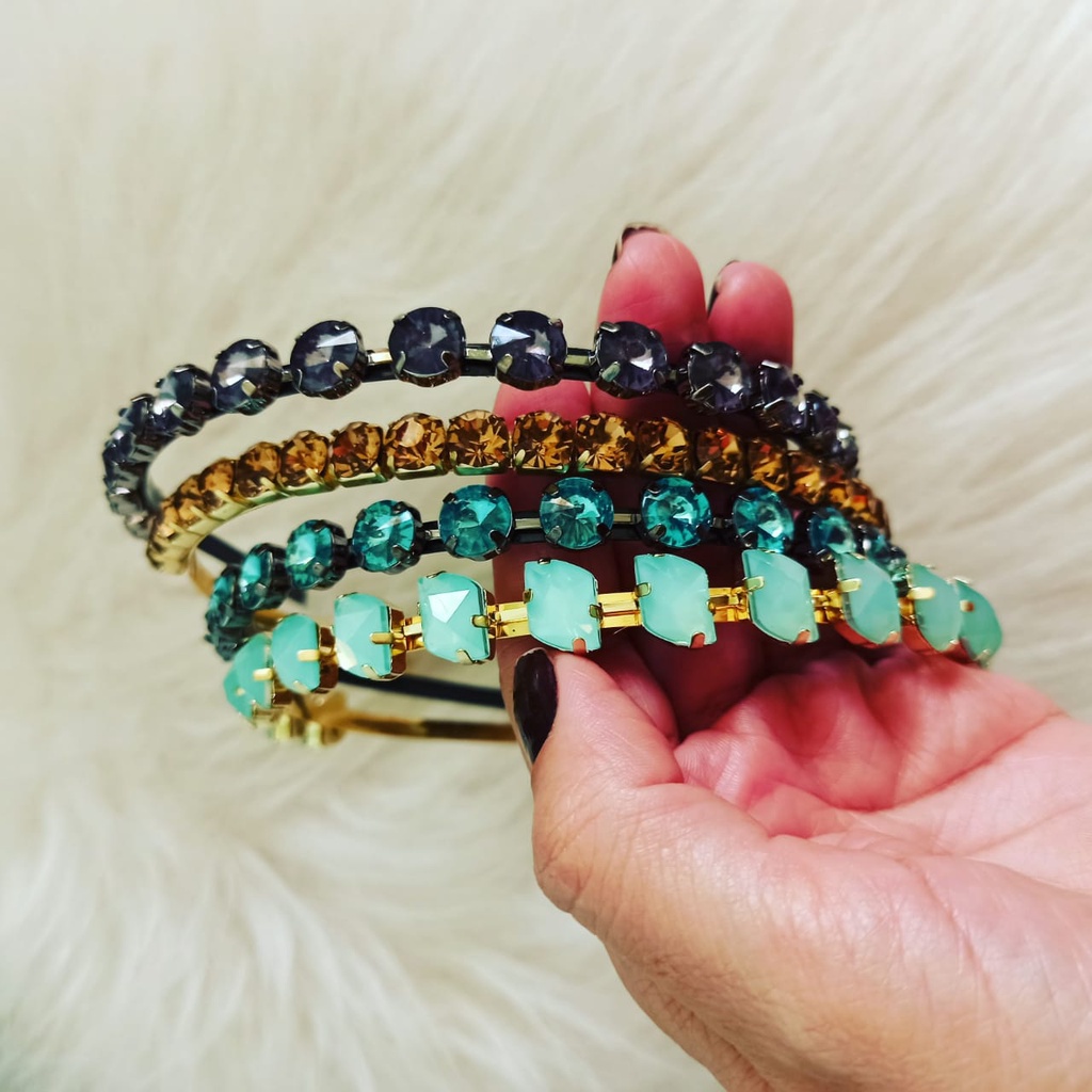 Tiaras de Cabelo Feminina Kit 12 Tiara Pedraria Luxo Atacado 12