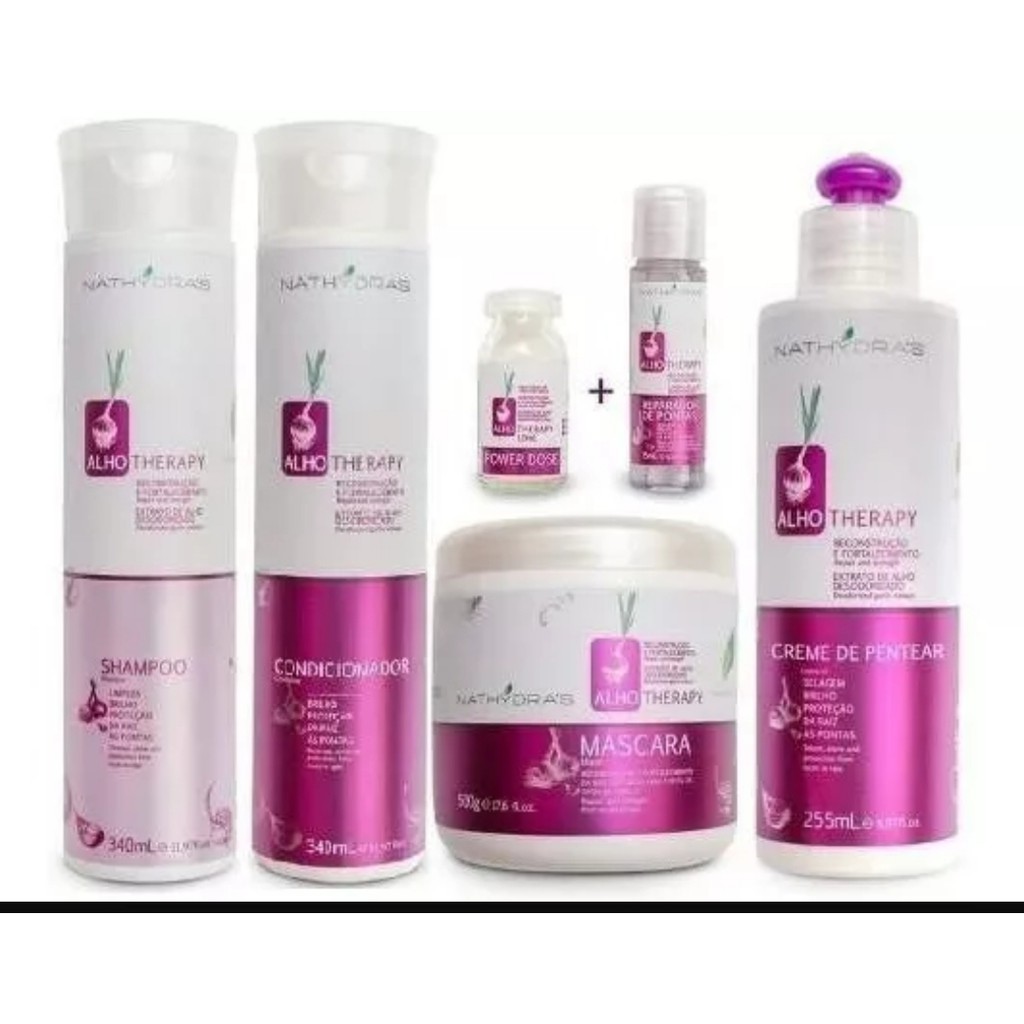Kit Nathydras Alho Shampoo, Condicionador, Máscara 500ml, Reparador
