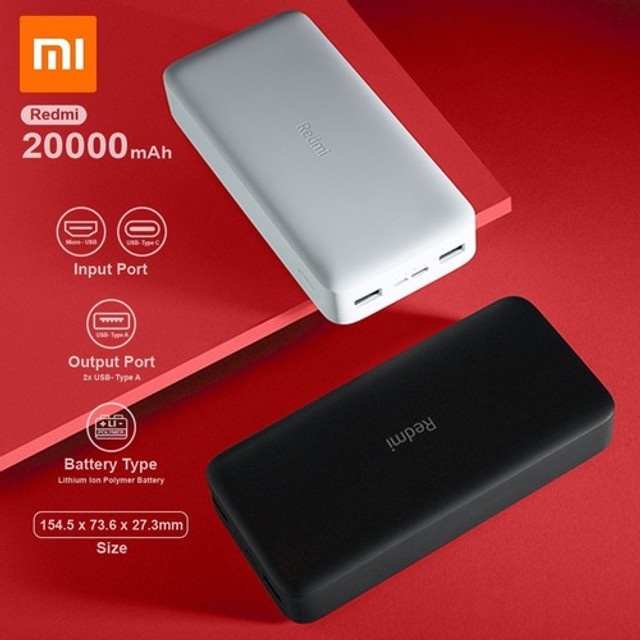 Carregador Portátil Power Bank Xiaomi 20000mah Original USBC 18w Fast