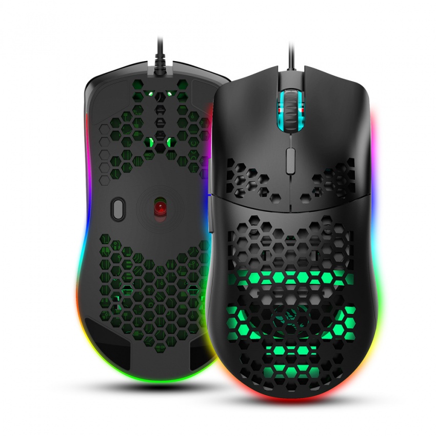 HXSJ J900 USB Wired Gaming Mouse RGB Gamer Mouses Honeycomb Hollow