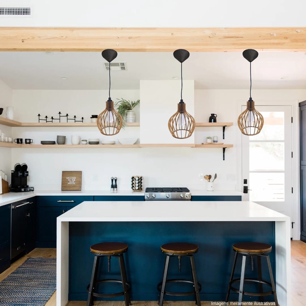 Luminária pendente para cozinha americana mdf cru Shopee Brasil