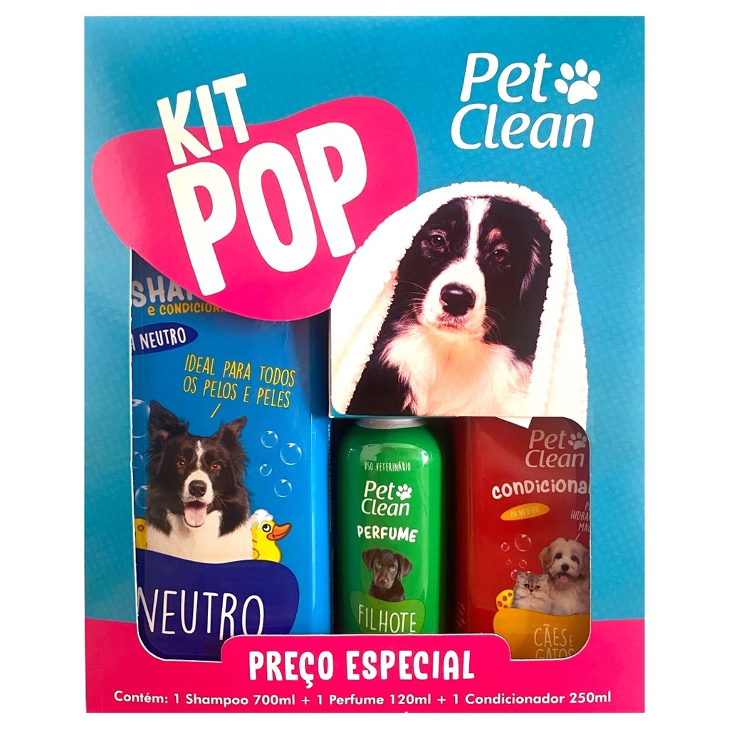 O Kit Pop da Pet Clean é um kit prático para banho doméstico que traz