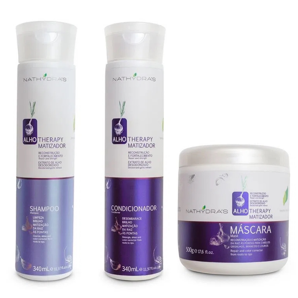 Kit Matizante Alho Therapy Nathydras Shampoo + Condicionador + Máscara