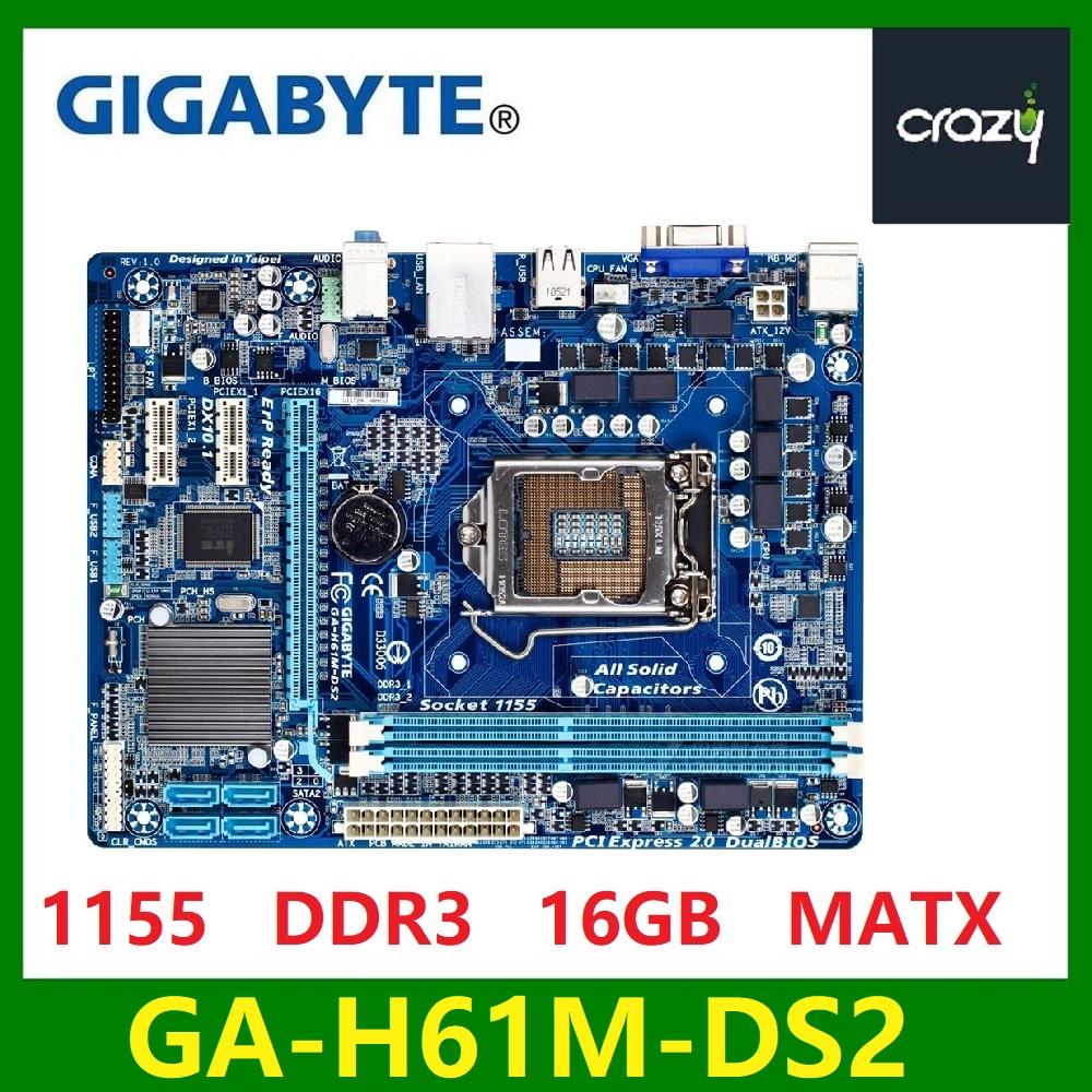 Gigabyte GAH61MDS2 motherboard H61M H61 DDR3 LGA 1155 Original