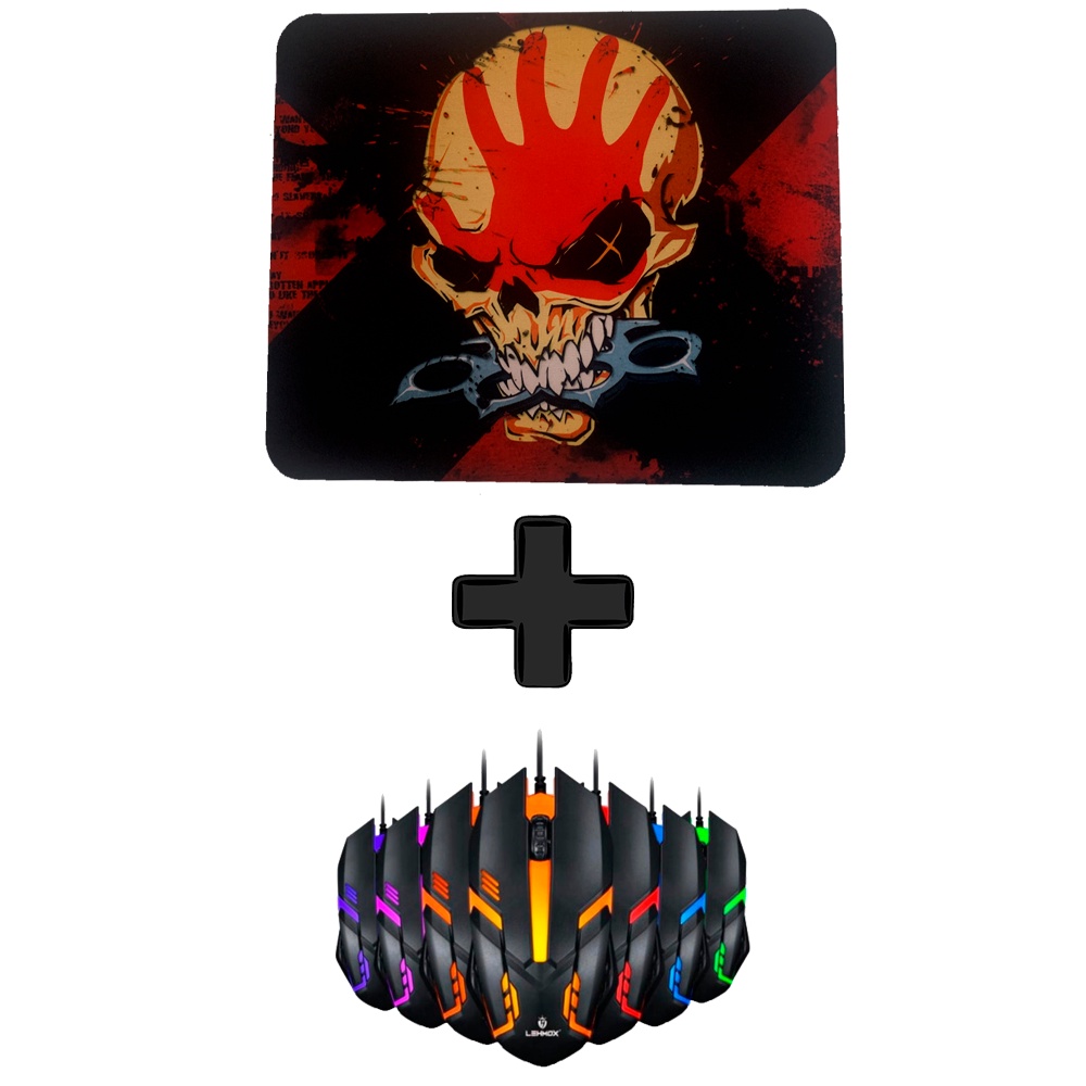 Kit Gamer Mouse + Mouse Pad 21 x 18 Mouse com led rgb Super Barato Shopee Brasil