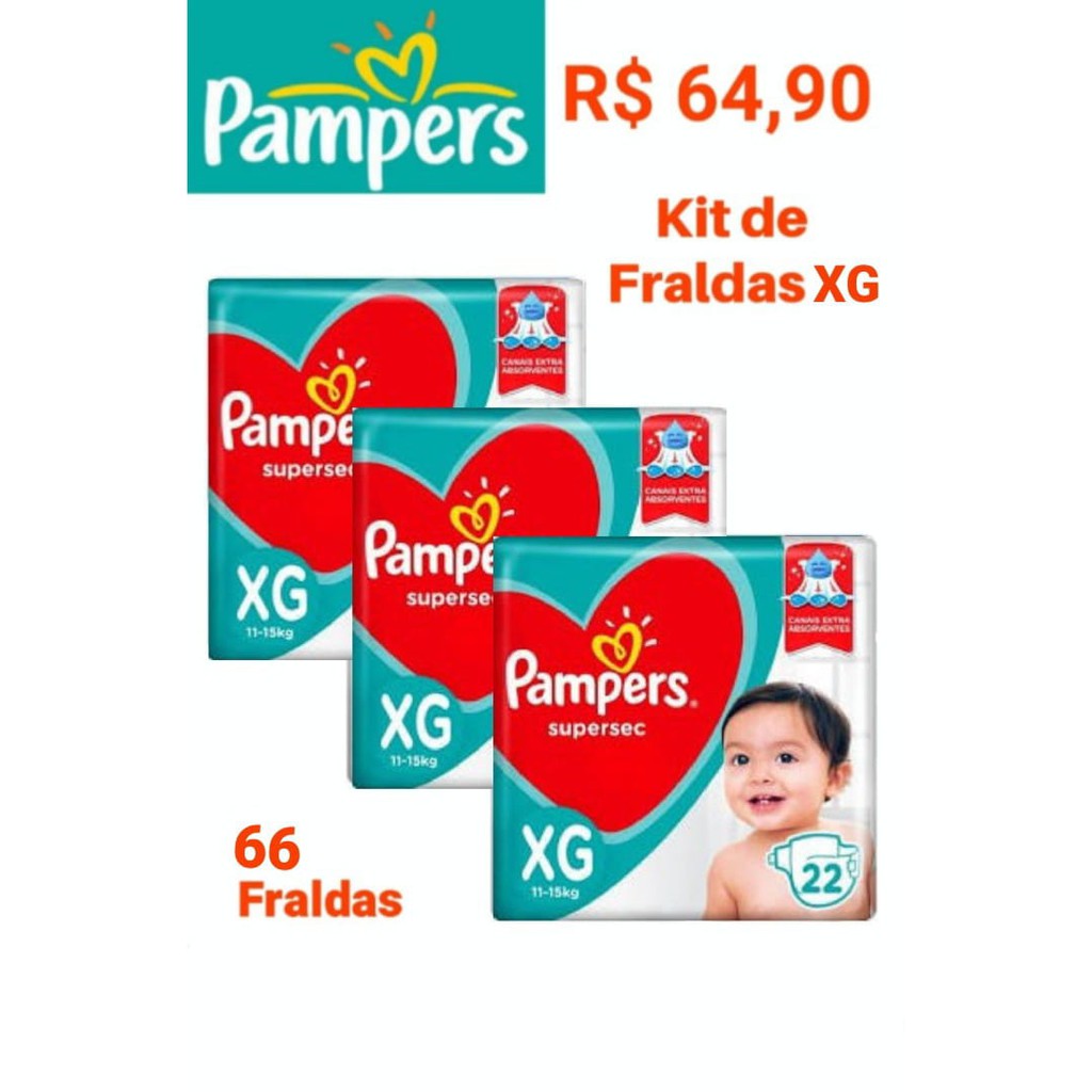 Kit Pampers Super Sec XG 66 unidades Shopee Brasil