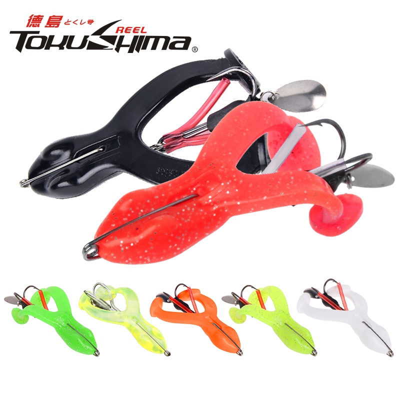 Topwater Soft Frog Lure Artificial Flutuante com Lantejoulas de Metal e