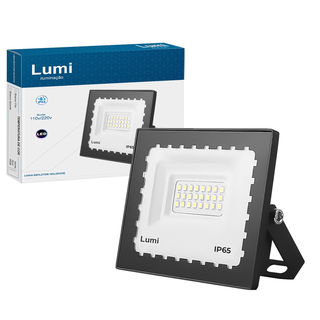Kit 2 Luminária Mini Holofote Refletor Led 50w Bivolt Lumi Pronta
