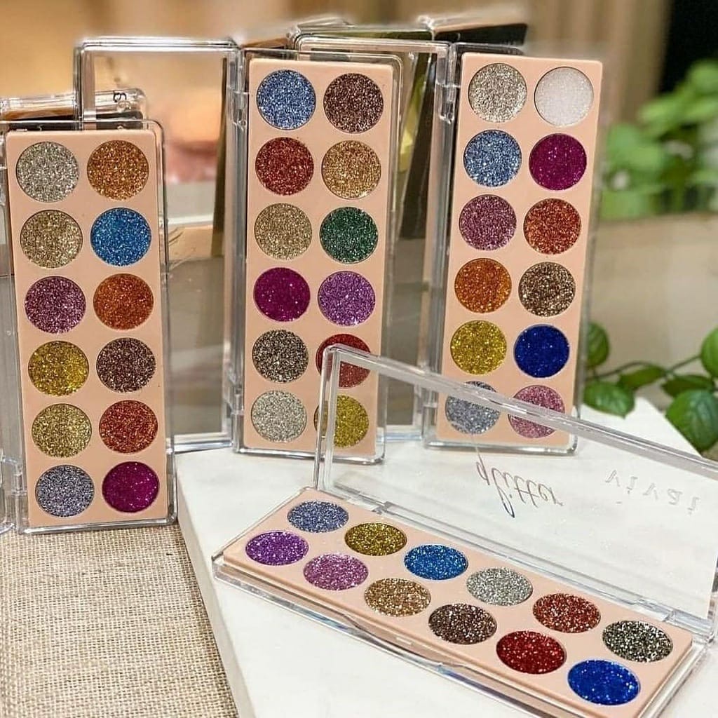 Paleta de Sombra Glitter 12 Cores Vivai Shopee Brasil