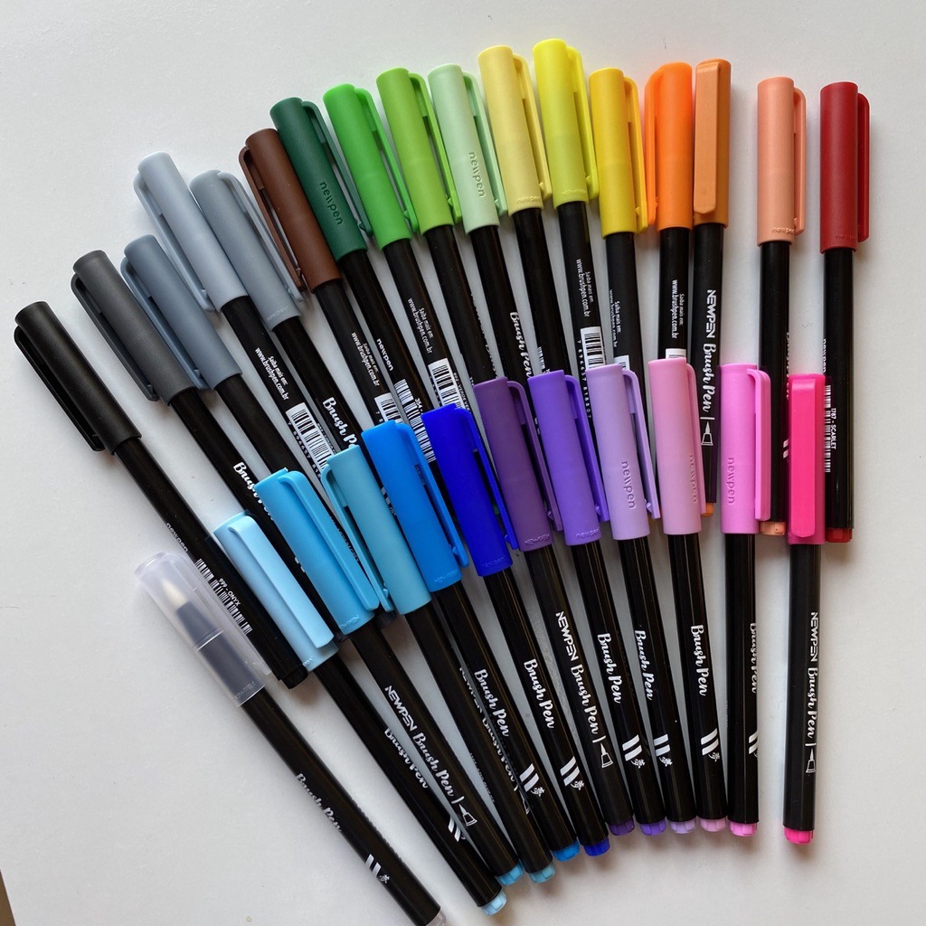 Brush Pen NewPen 1 unidade Cores Pastel, Neon, Básicas, Blender