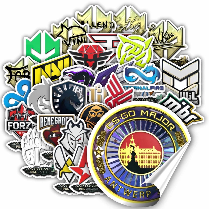 Adesivos Reais CSGO Major PGL Antwerp 2022 Kit com 30 Adesivos