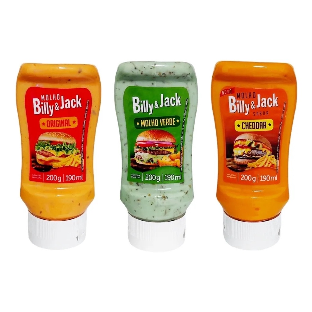 Molho Billy & Jack Original / Verde / Cheddar 200g Shopee Brasil