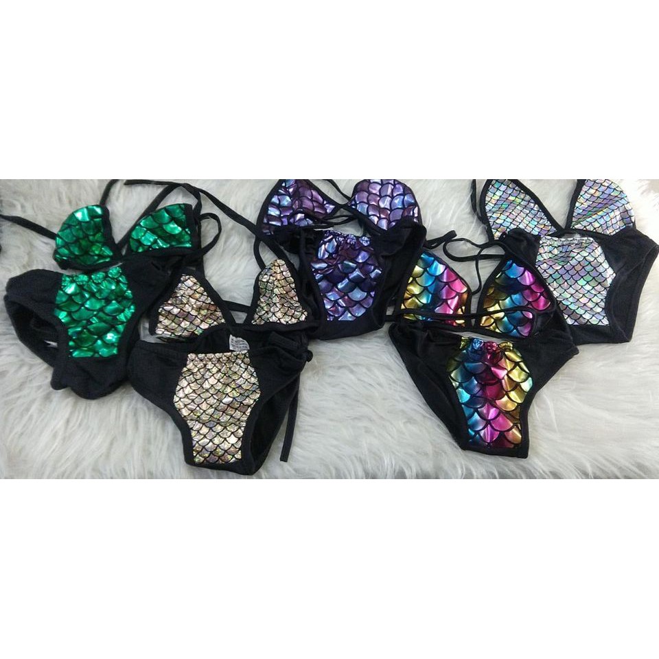 Biquínis Biquíni Maiô Infantil Sereia para Meninas Tamanho M 3 a 4