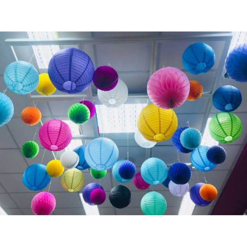 Kit 20 Luminária Bola Balão Japonesa Chinesa Oriental Lanterna Tecido