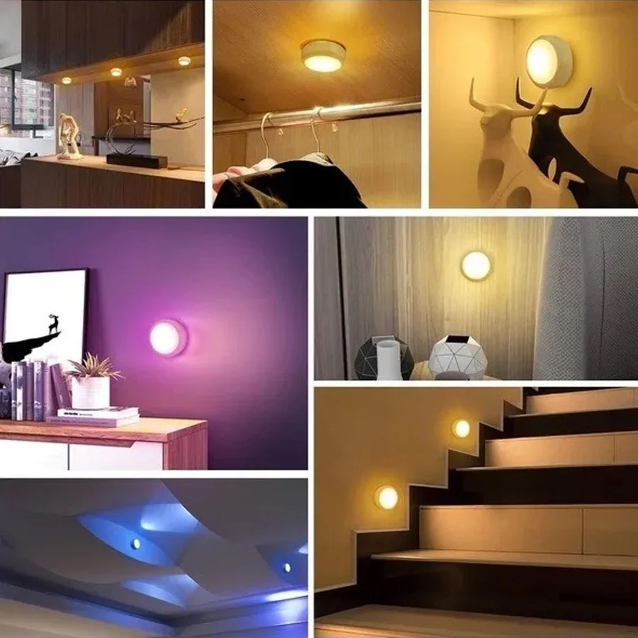 3 Lampadas Luminaria Led RGB Controle Remoto Para Armario Shopee Brasil