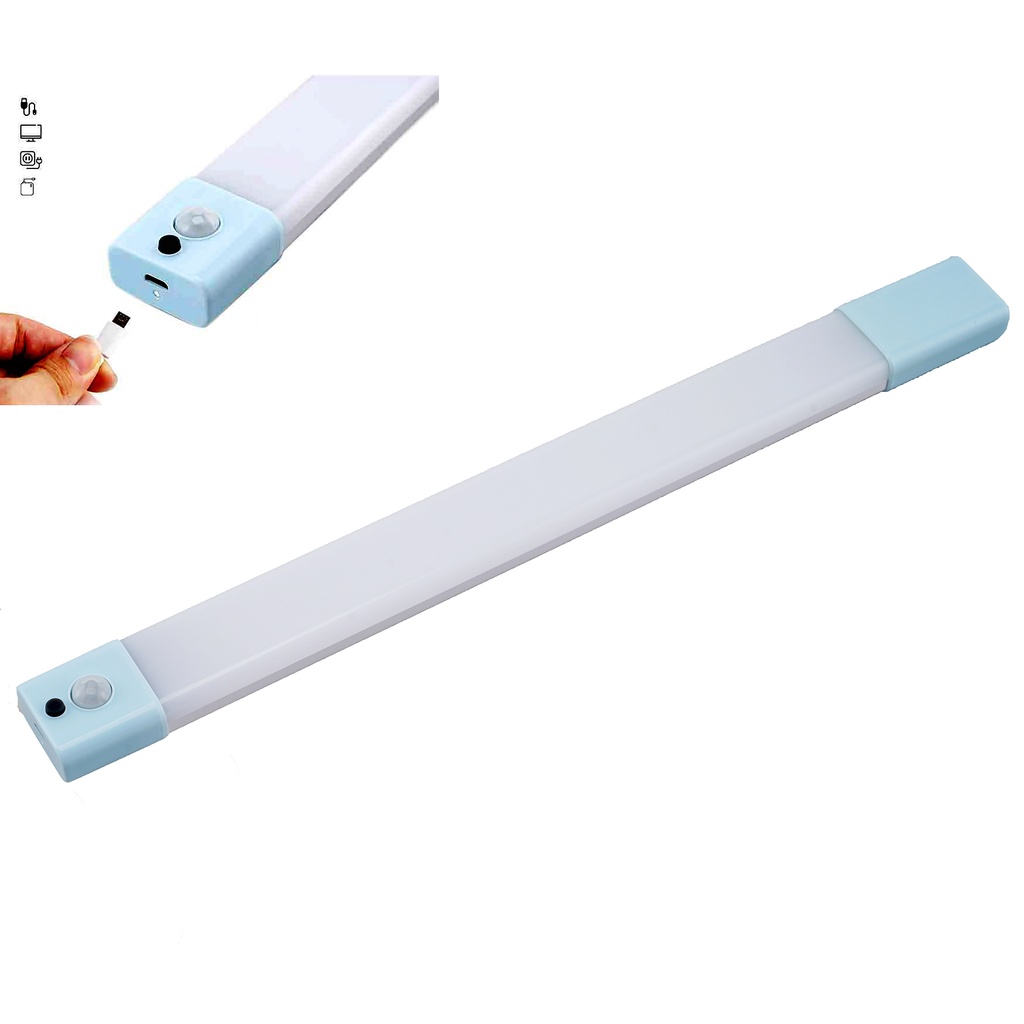 Luminária Led Barra 36cm Usb Recarregável Com Imã Para Fixação Armários