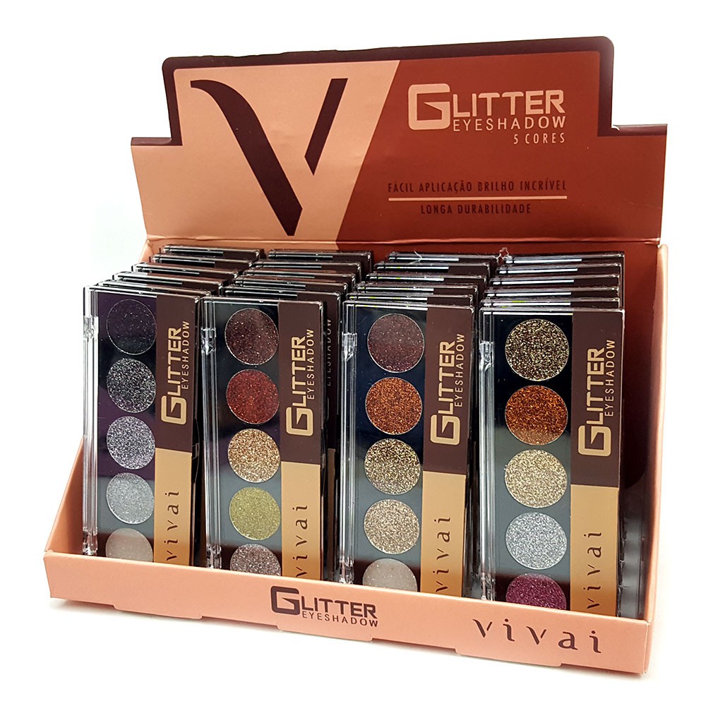 Paleta de Glitter Eyeshadow 5 Cores Vivai Shopee Brasil