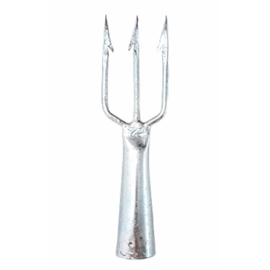 Fisga/garfo/arpão de pesca com 3 dentes ou farpas em aço galvanizado