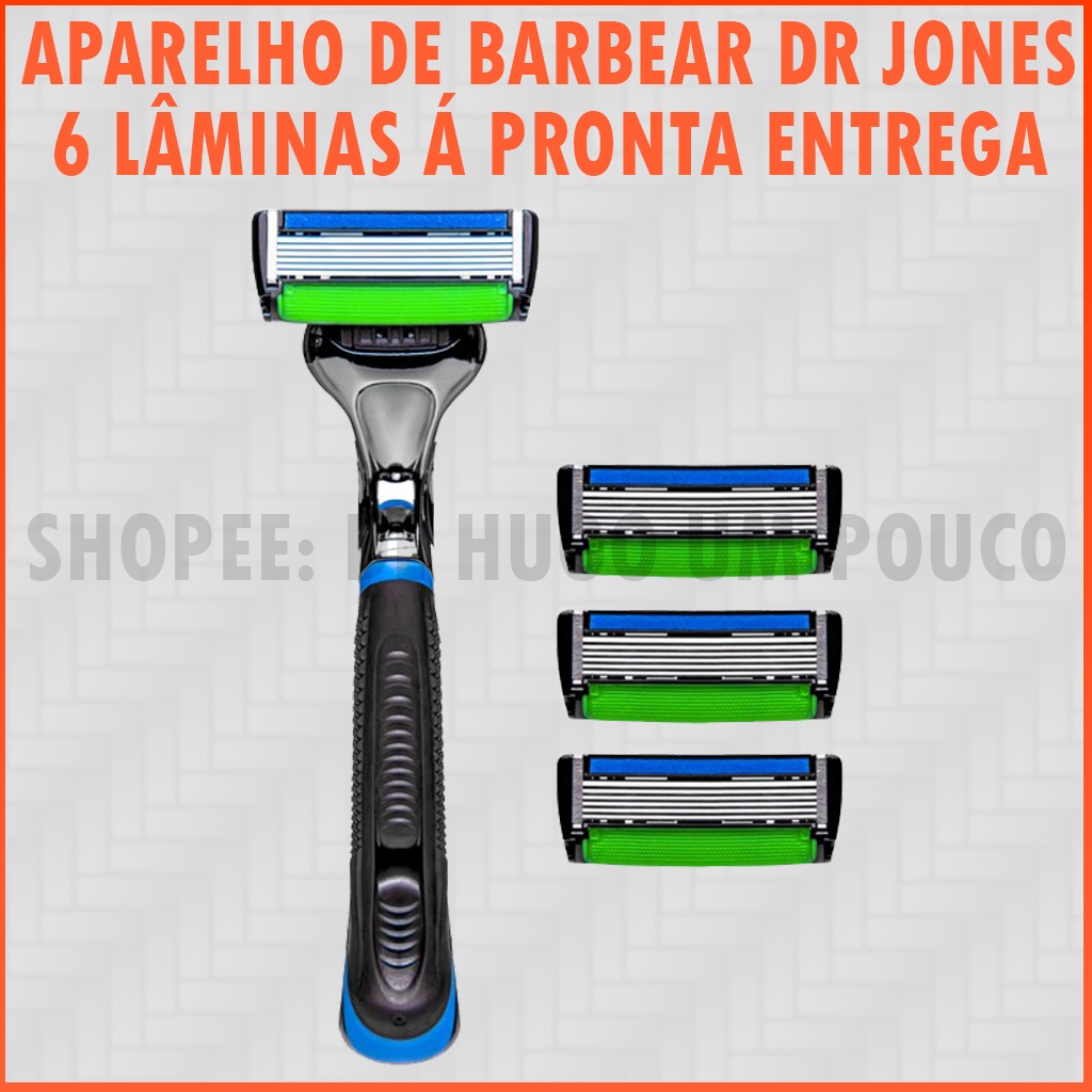 THE RAZOR DR Jones Aparelho de barbear + 4 recargas 6 lâminas Shopee
