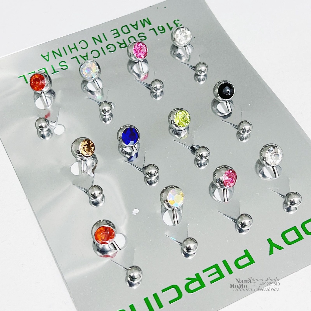 Kit 12 Piercing Língua Aço Inoxidáveis Escorrega o Preço