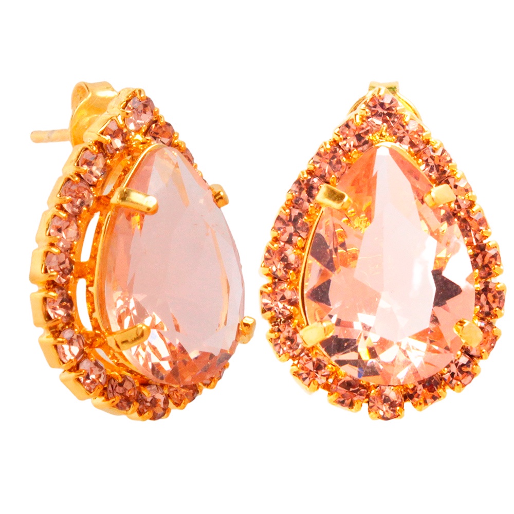 Brinco Gota Nude Volta Pedras Folheado A Ouro 18k | Shopee Brasil