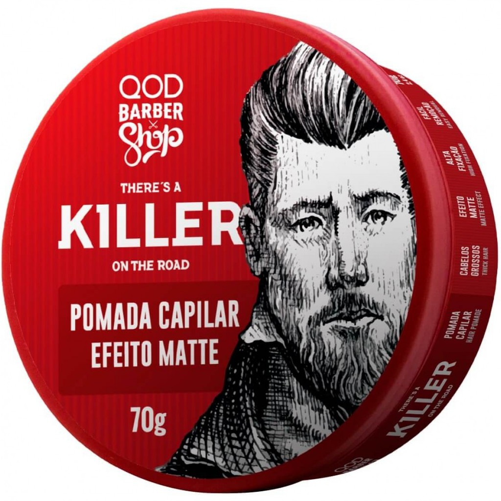 Pomada Capilar Killer Efeito Matte Fixação Alta 70g QOD Barber Shop