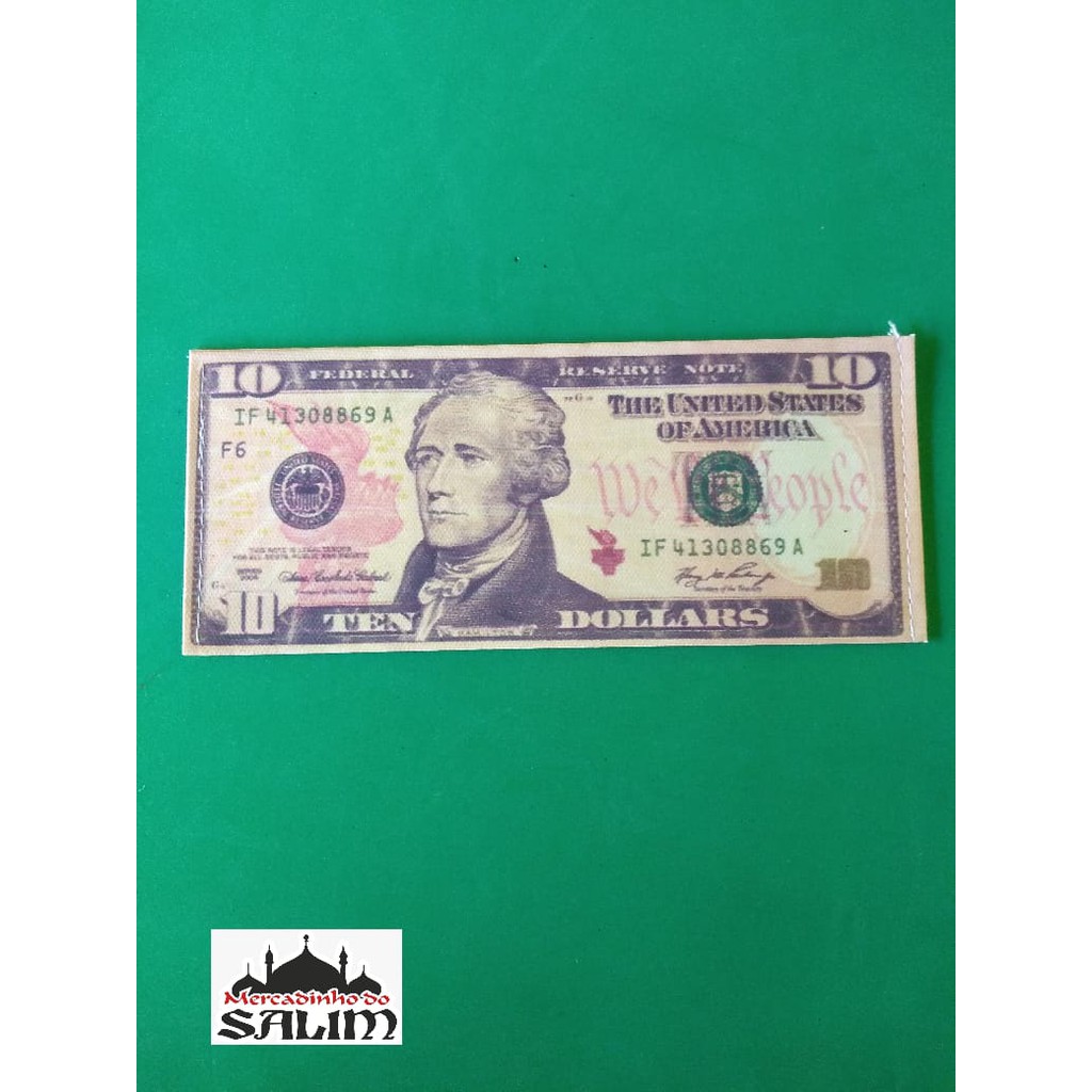 Porta Moedas/ Niquel E Cédulas Com A Imagem Da Nota De 10 Dolares