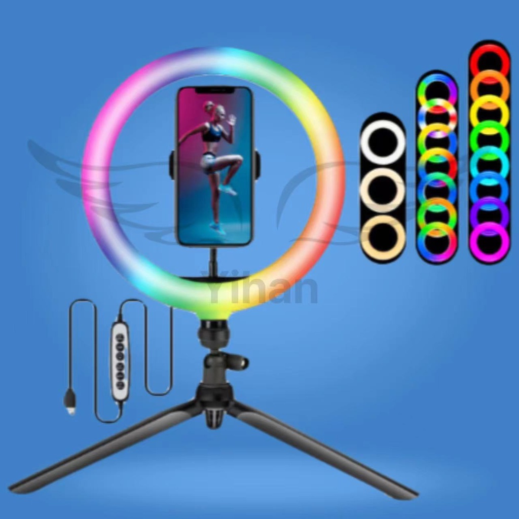 Ring Light 8 colorida RGB 20cm com mini tripé Shopee Brasil