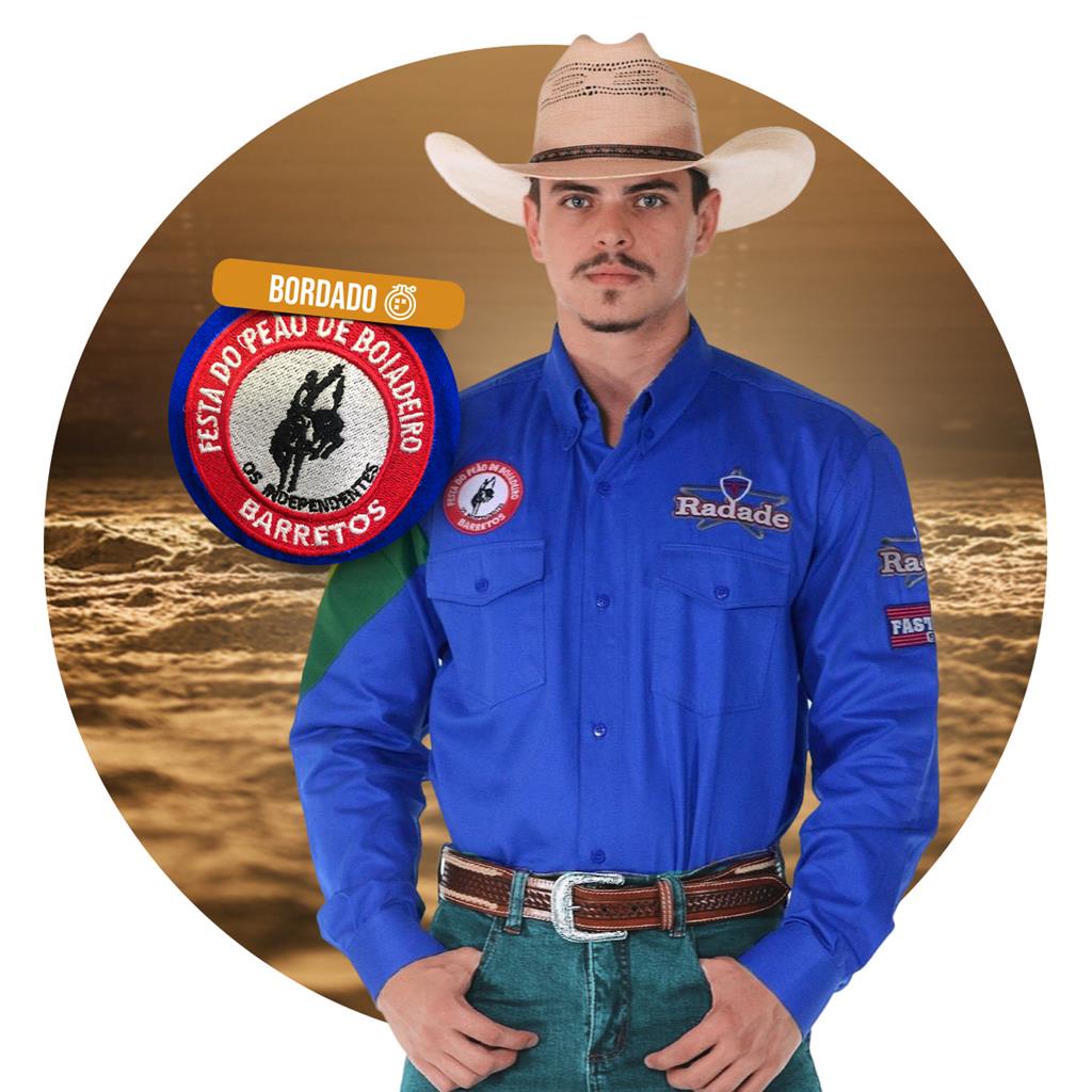 Camisao country radade masculina bordada barretos peao algodao festa