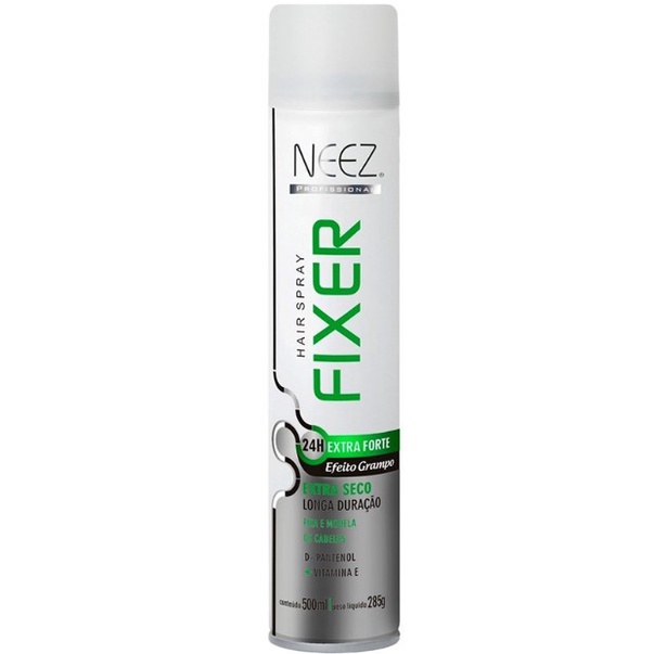 Neez Hair Fixer Spray Fixador Extra Forte Jato Seco Efeito Grampo 24