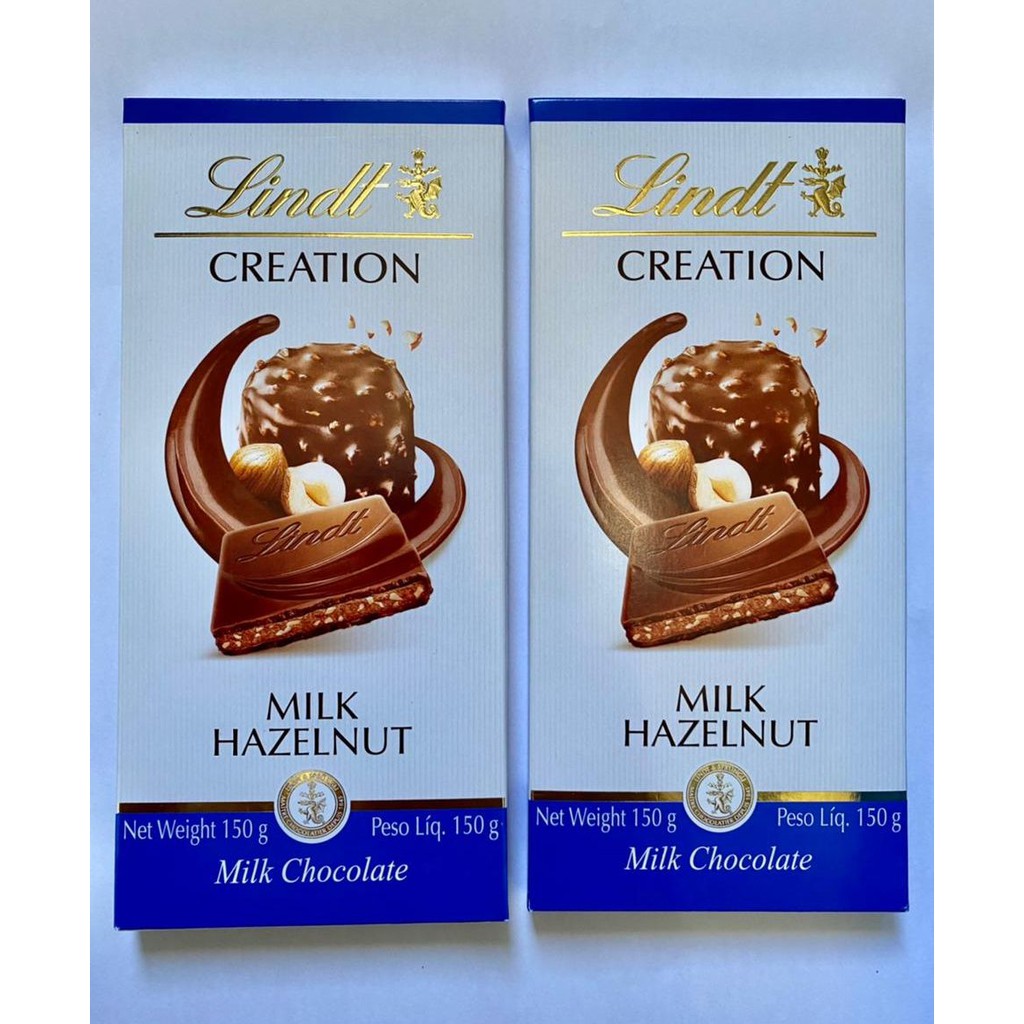 Chocolate Lindt premium Creation Ao Leite Com Avelã Kit C/ 02 Unidades