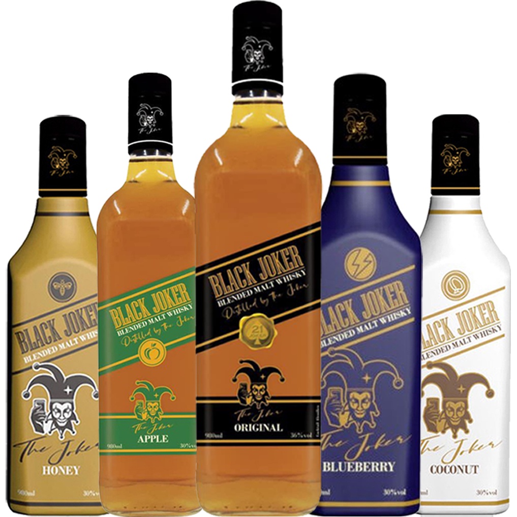 KIT WHISKY BLACK JOKER 980ML 1 APPLE + 1 ORIGINAL + 1 HONEY + 1 COCONUT + 1 BLUEBERRY Shopee