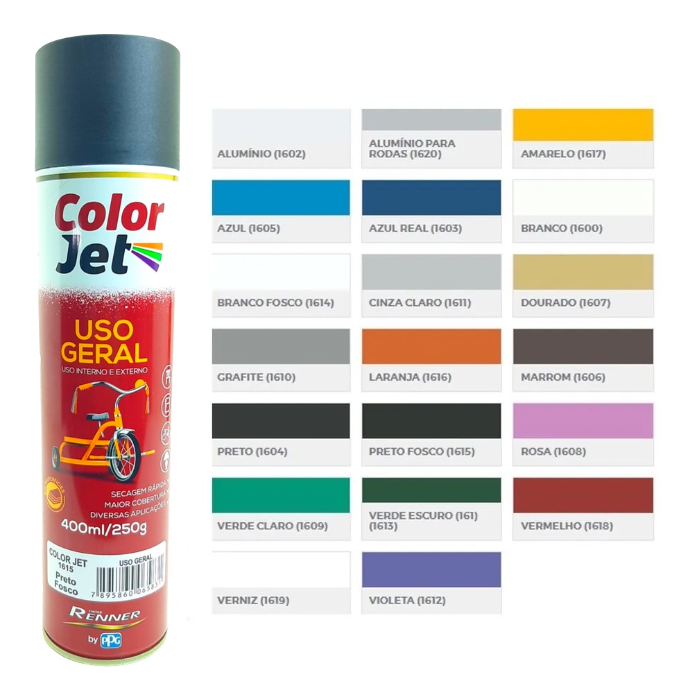 Tinta Spray Color Jet Uso Geral Renner 400ml Profissional Shopee Brasil
