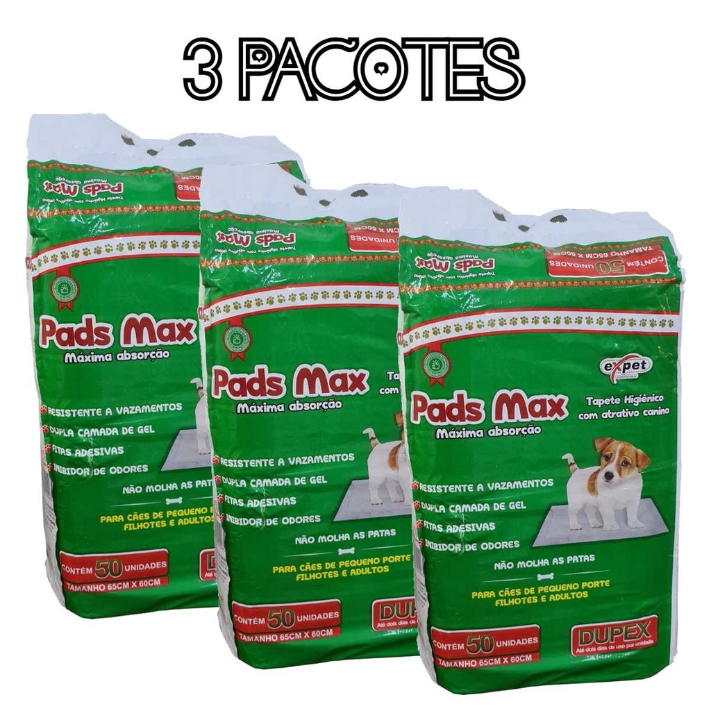 Tapete Higienico Pet Max Expet 50un em atacado 3 pacotes Shopee Brasil