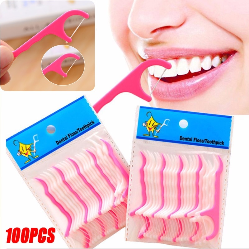 50PCS Oral Hygiene Dental Flosser Sticks Dental Water Floss Oral Teeth