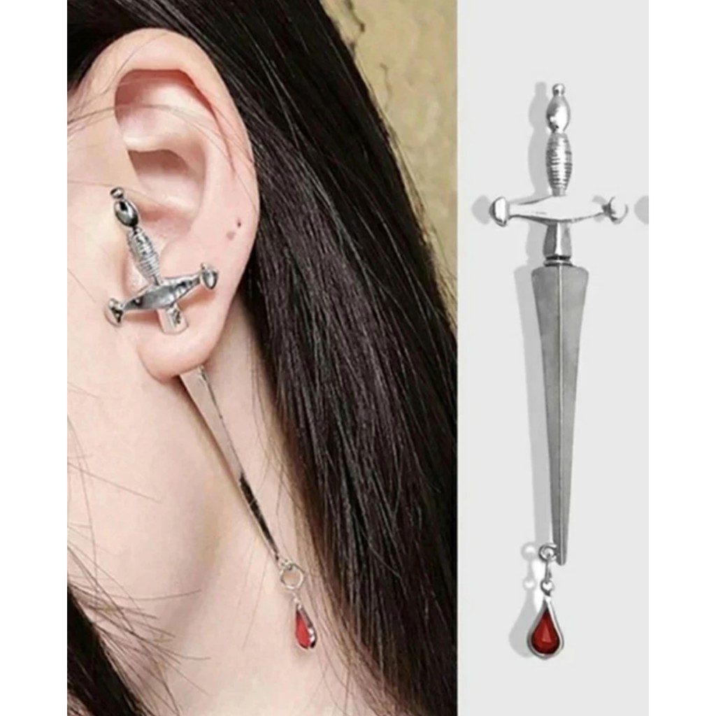 Ear cuff brinco espada medieval prateada 1 unidade unissex Shopee Brasil