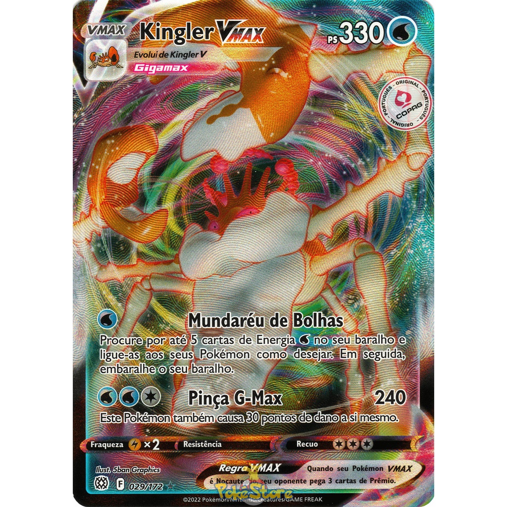 Carta Pokemon Kingler VMAX Português Card Original Copag Astros